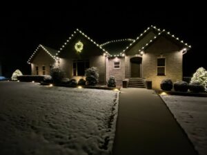 Holiday Lights in the Snow